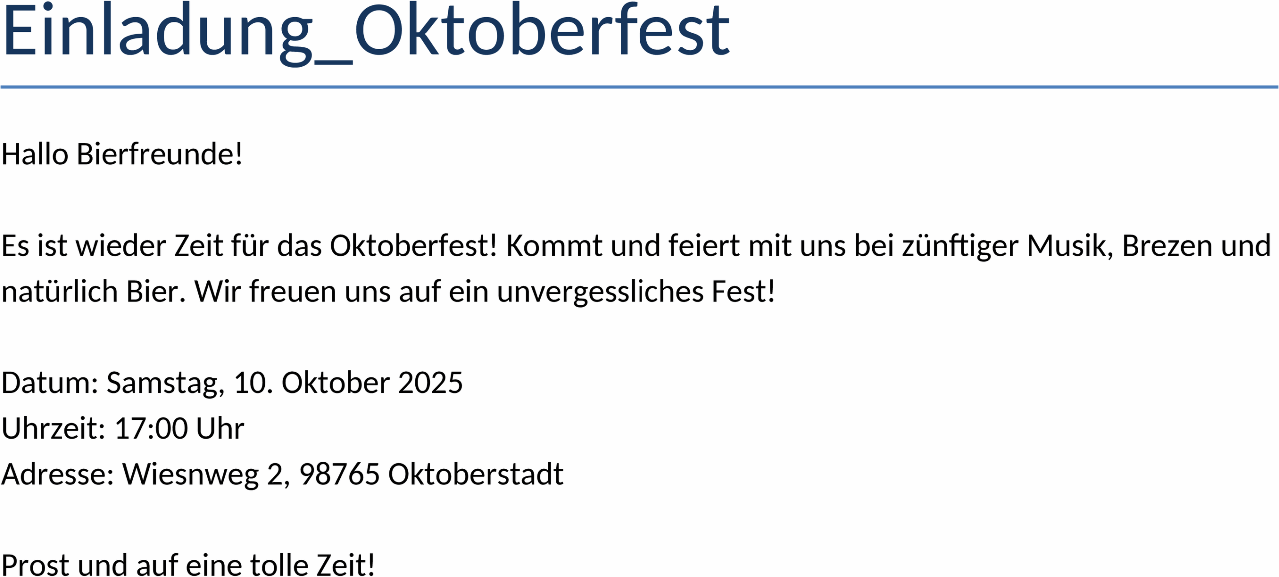 Word-Vorlage für Oktoberfest-Einladungen