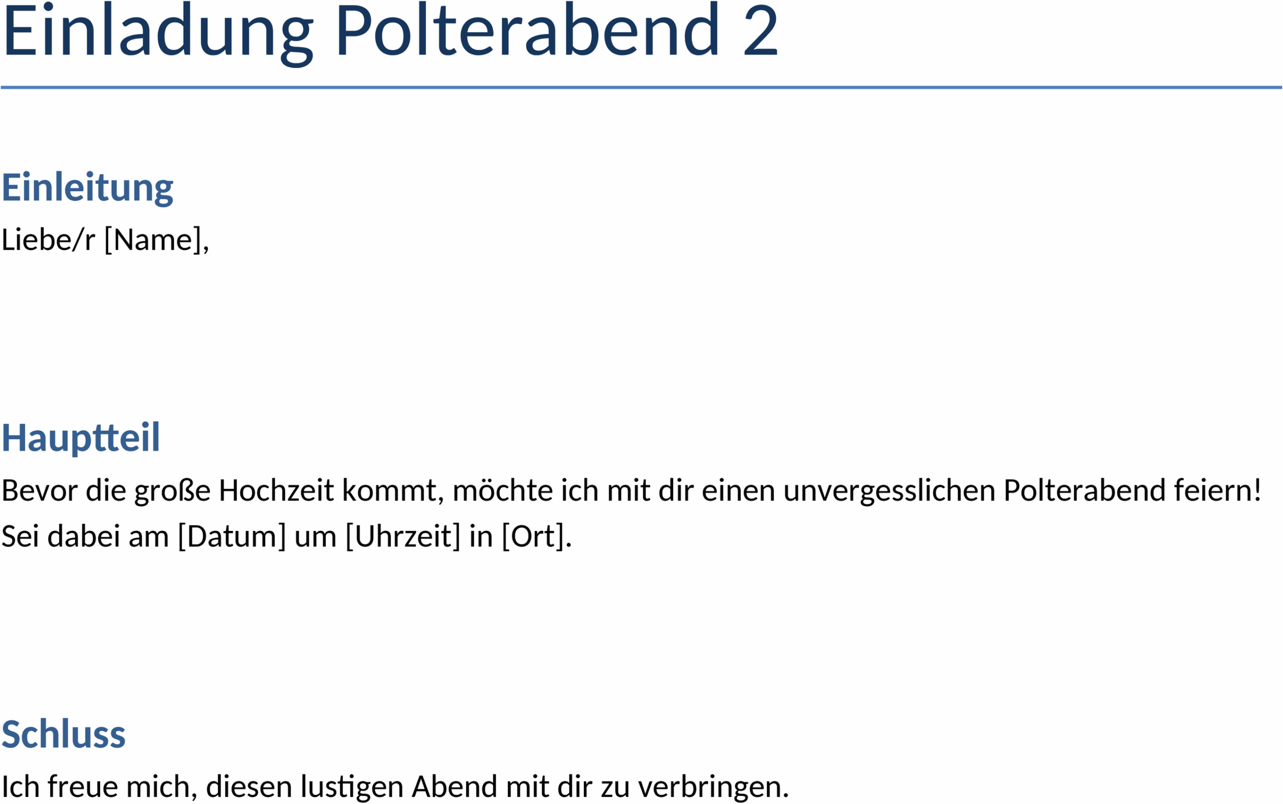 Word-Vorlage für Einladung Polterabend
