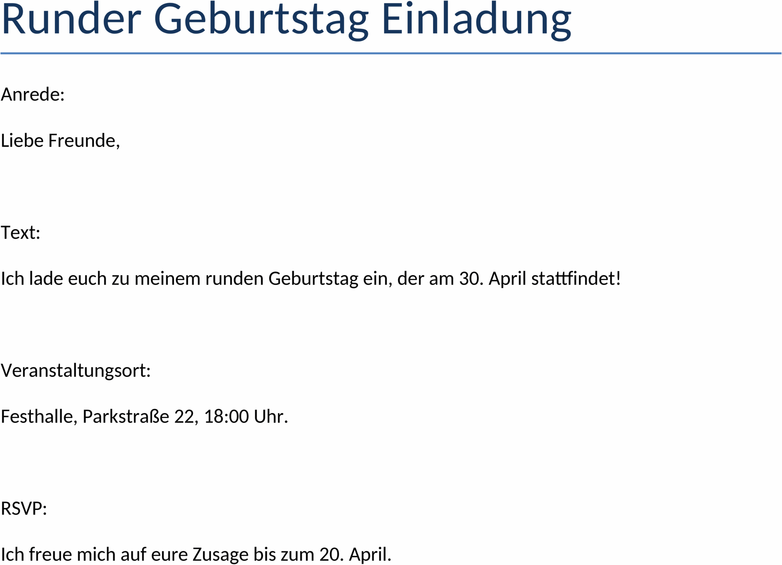 Word-Vorlage Einladung Runder Geburtstag
