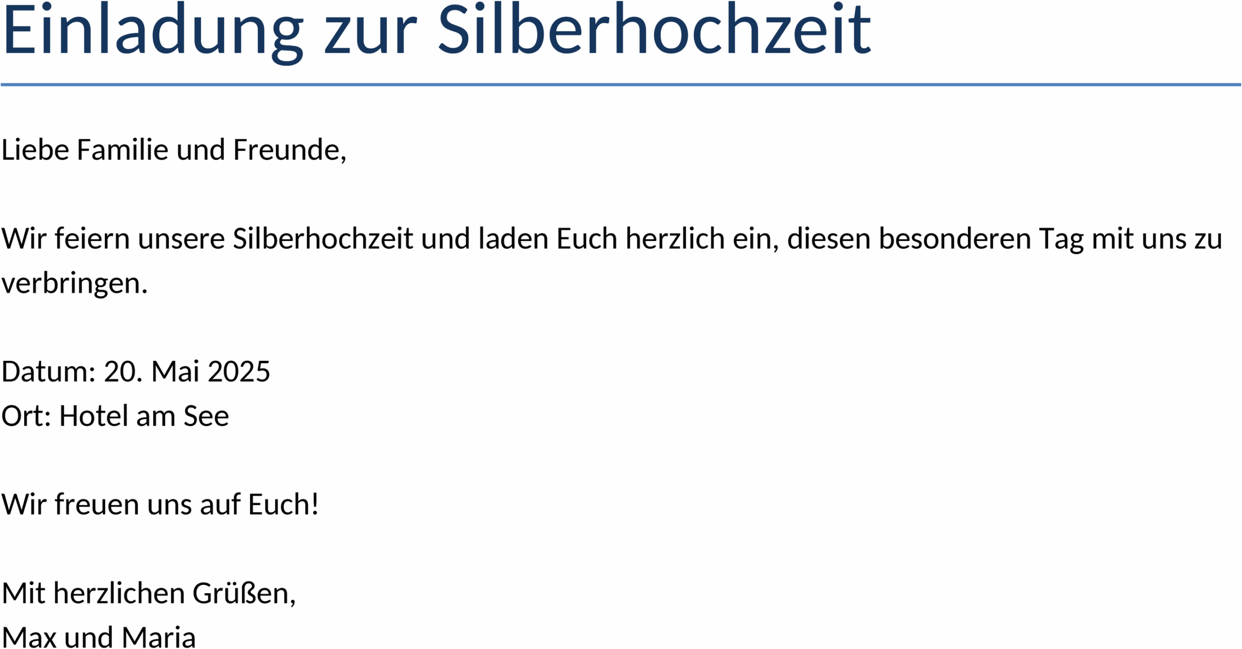 Einladungsvorlage Silberhochzeit