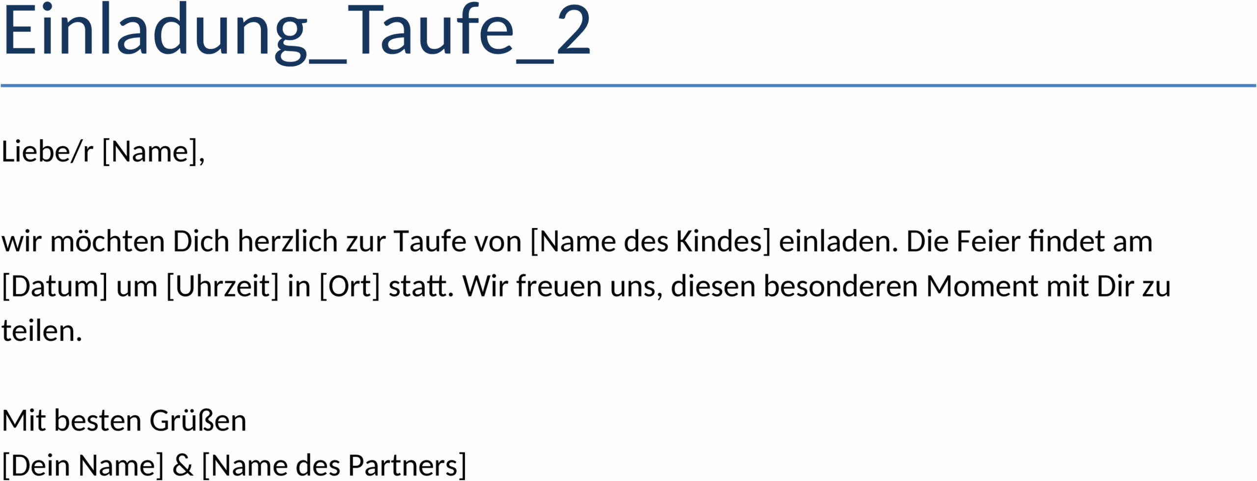 Einladung zur Taufe Word-Vorlage