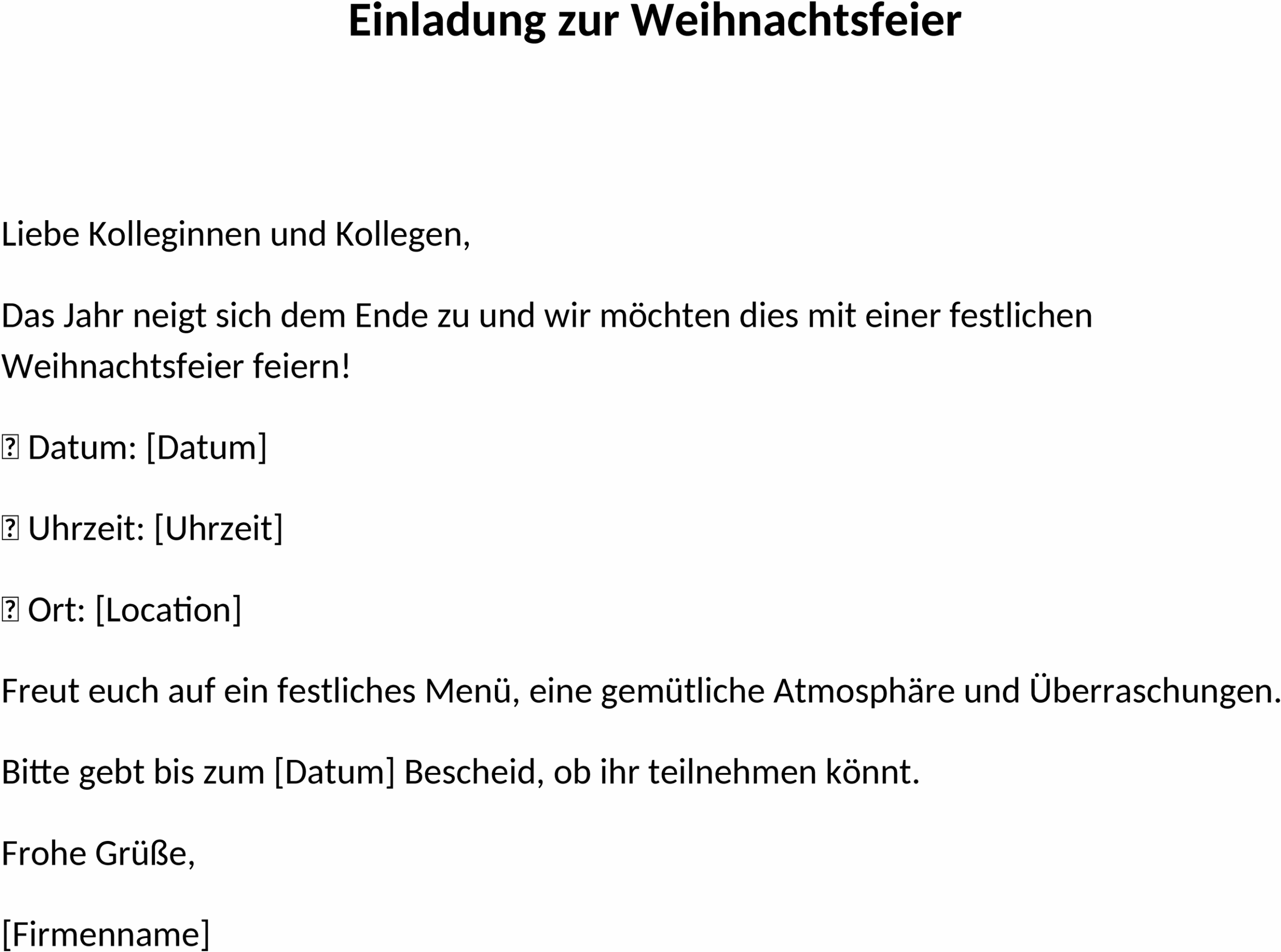 Einladungsvorlage für die Weihnachtsfeier im Unternehmen