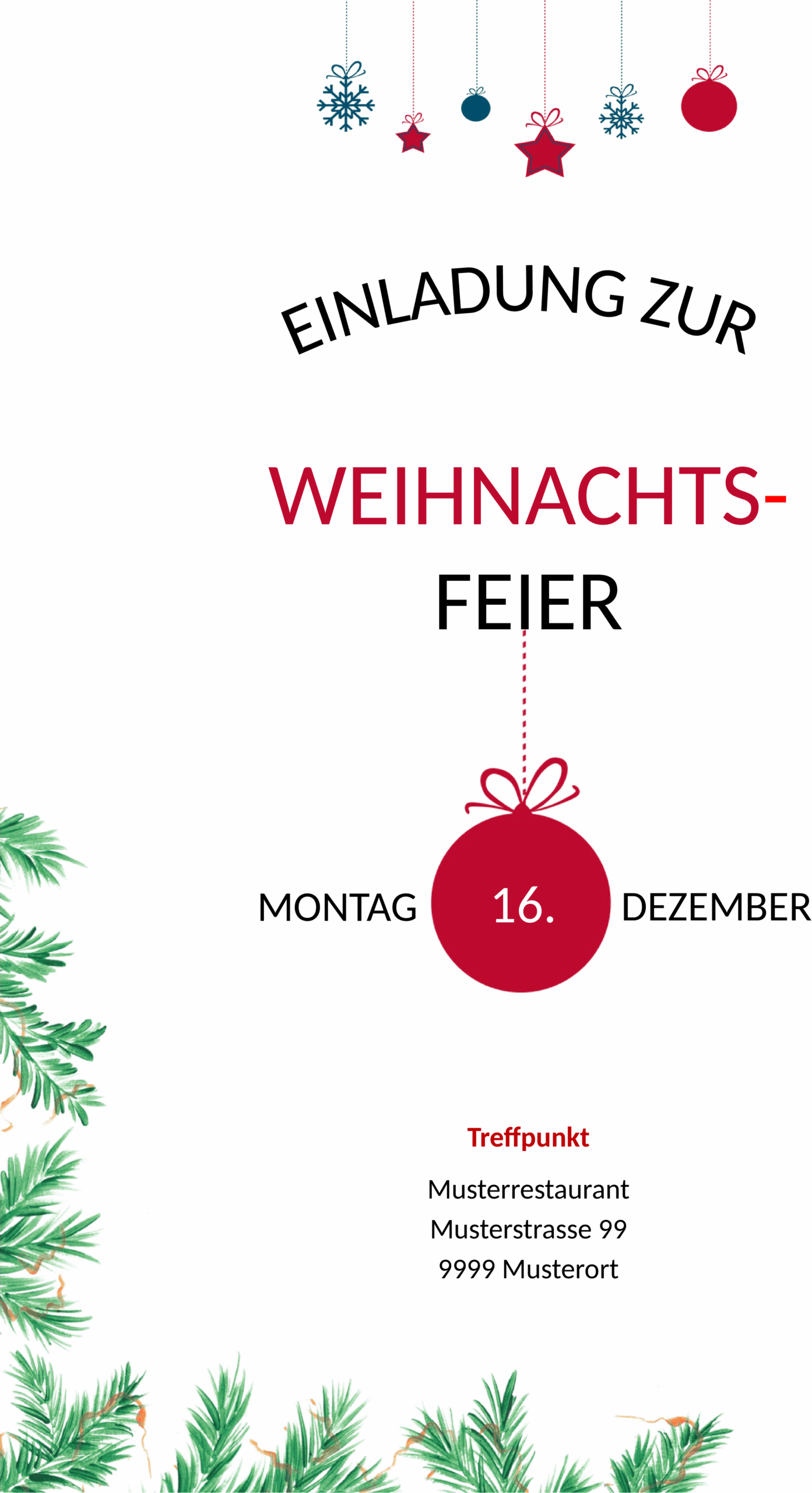 Einladung Weihnachtsfeier Vorlage