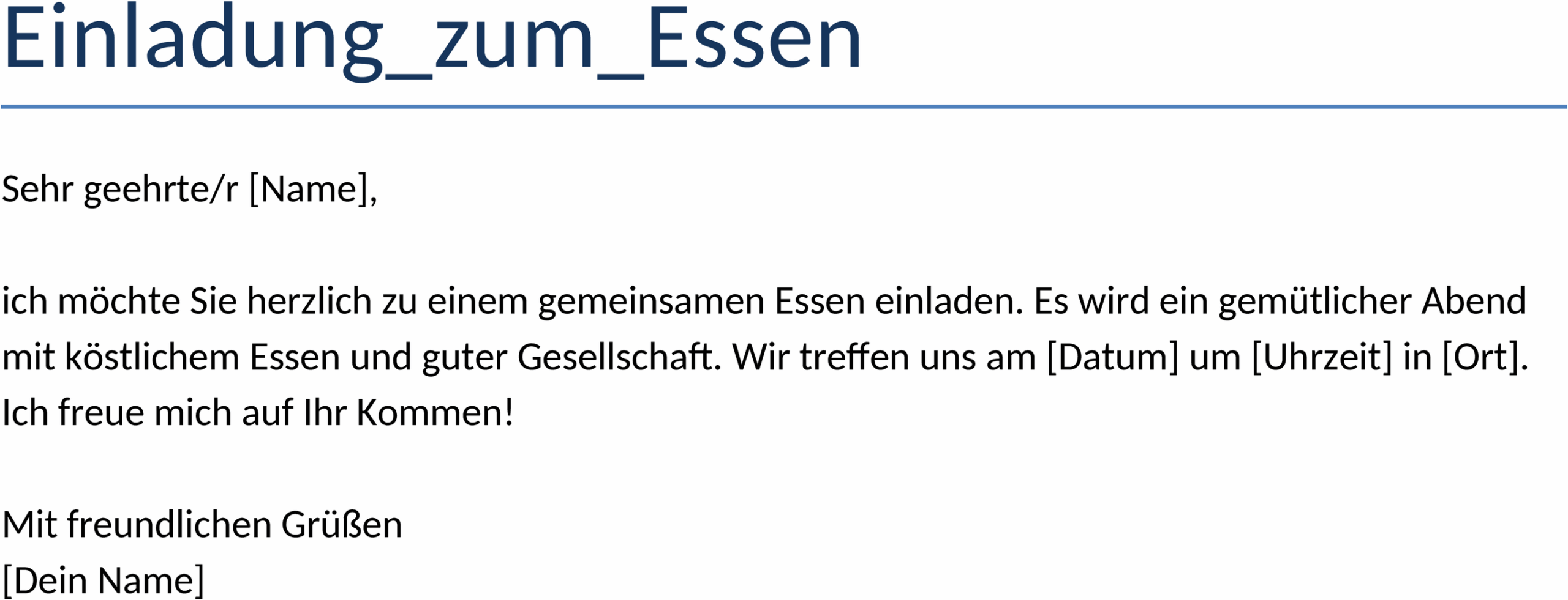 Einladung zum Essen Word Template