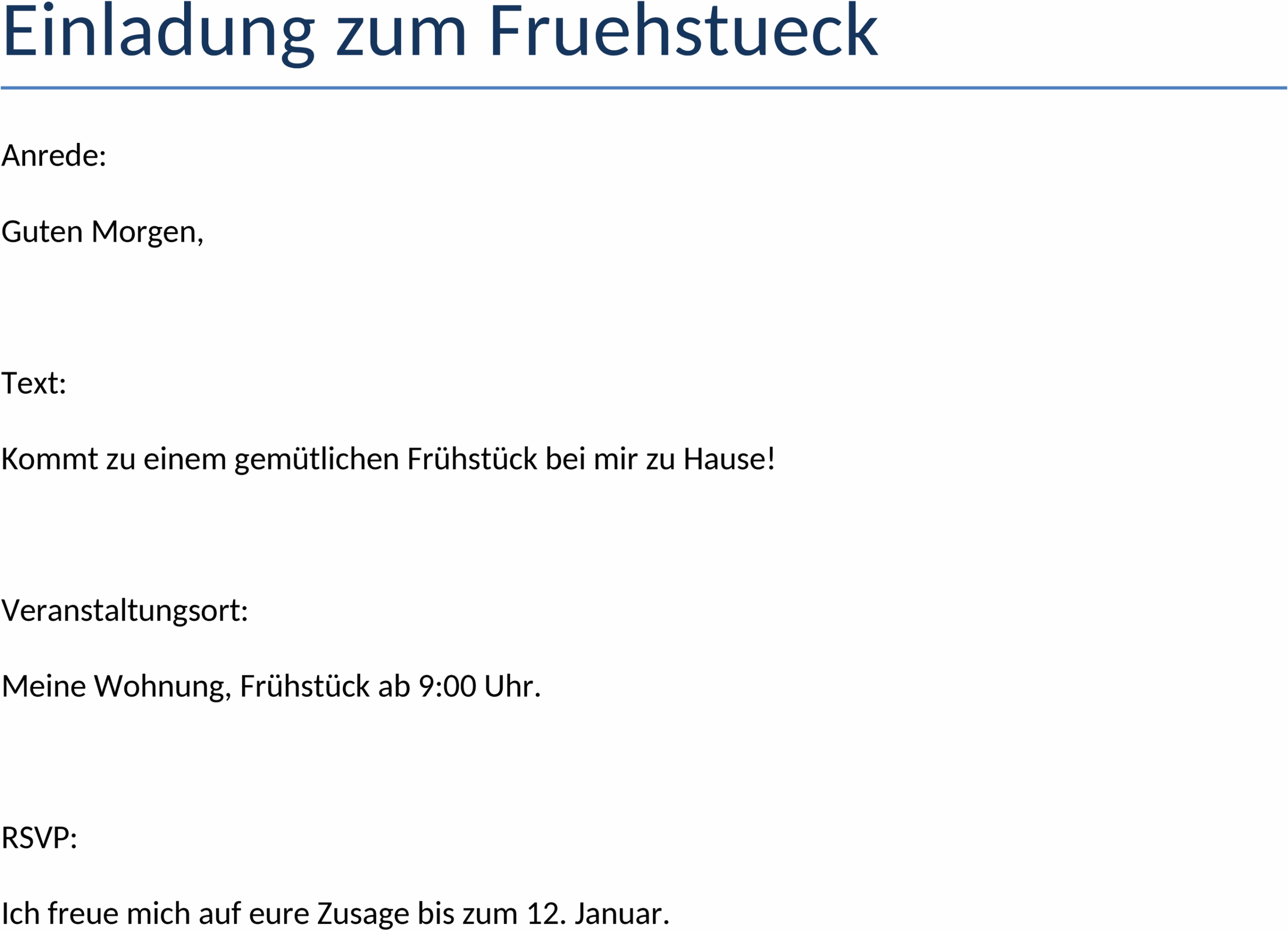 Word-Vorlage Einladung zum Frühstück