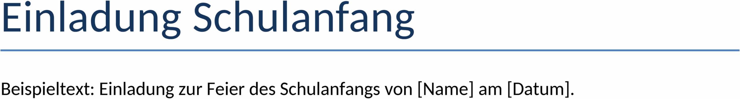 Einladung zur Einschulung im Word-Format