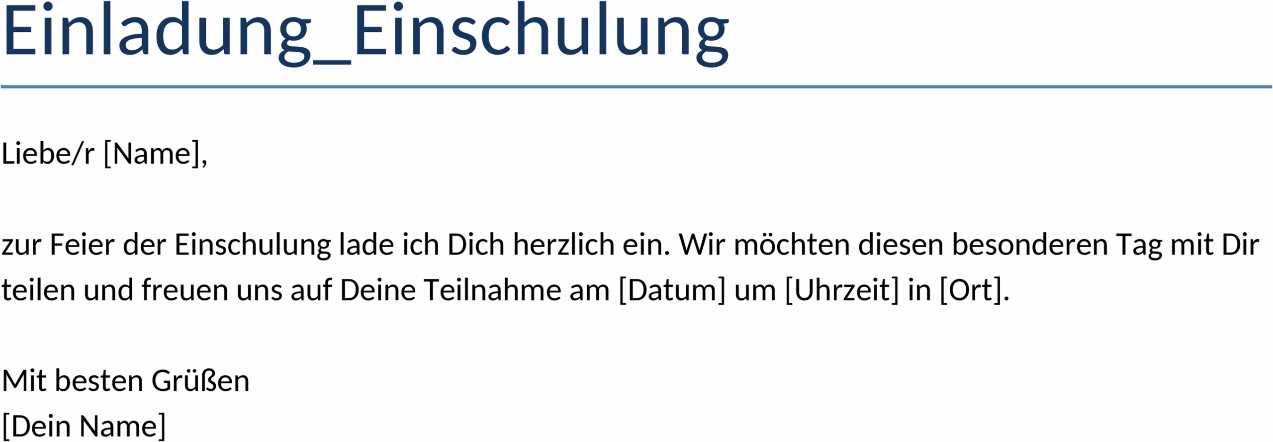 Einladung zur Einschulung Word-Vorlage