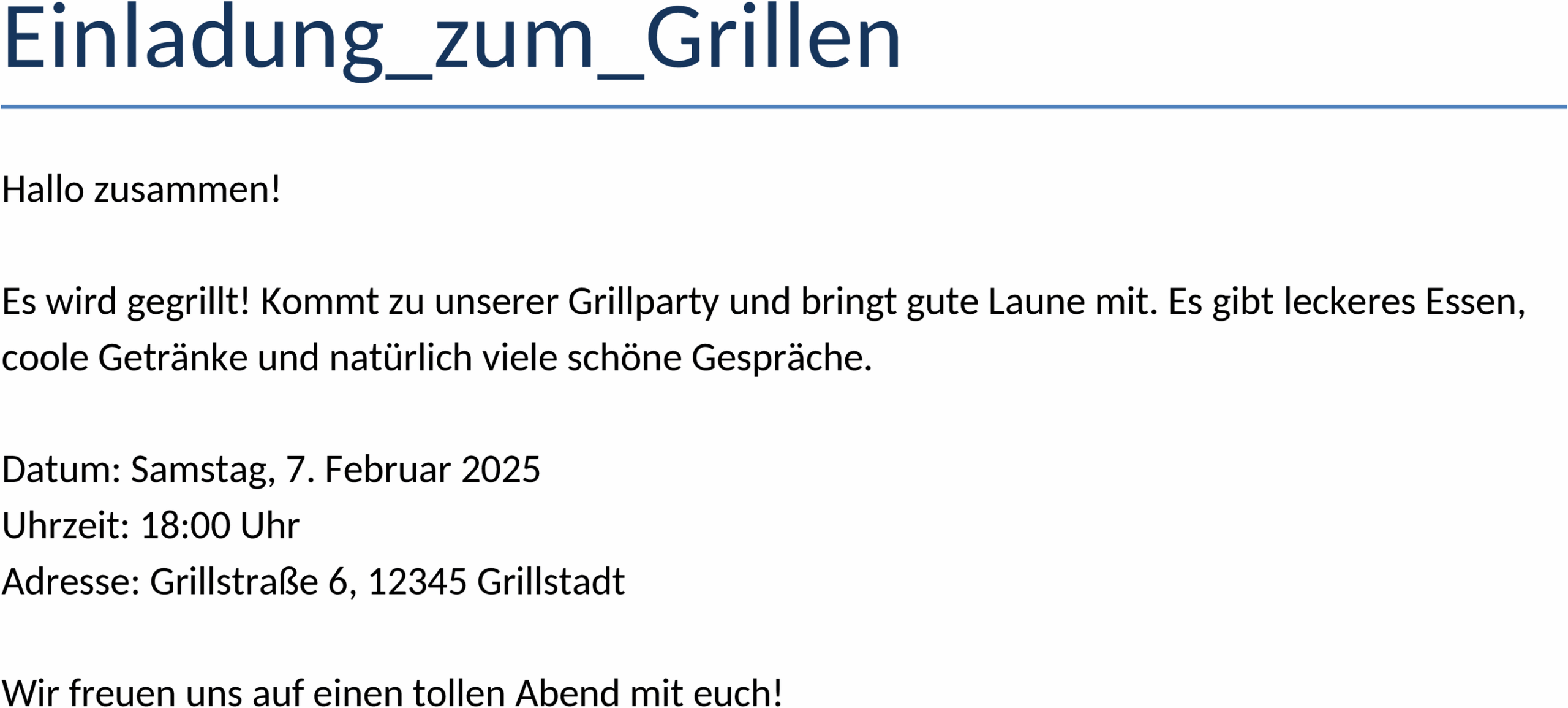 Word-Vorlage: Einladung zur Grillparty