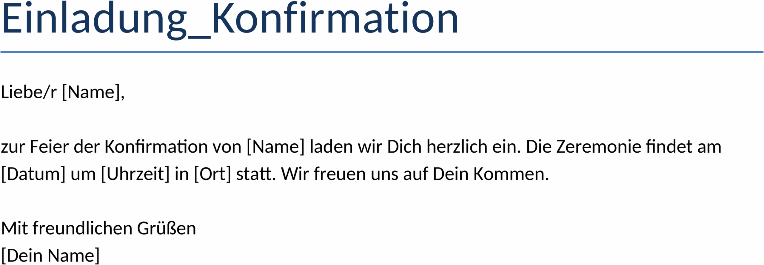 Einladung zur Konfirmation Vorlage Word