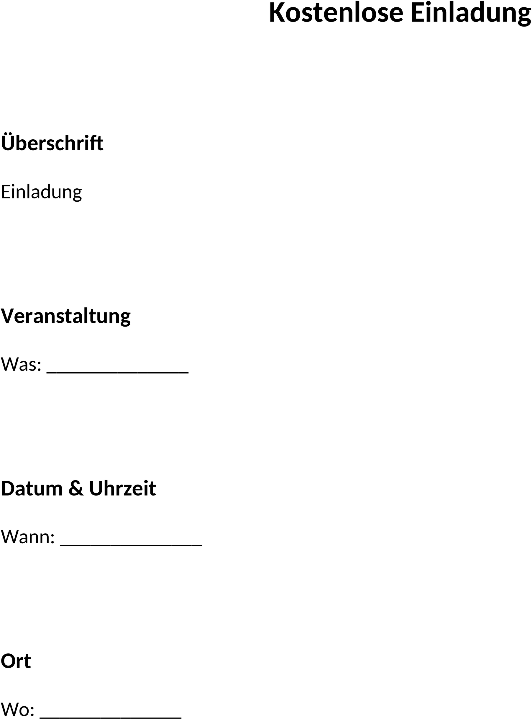 Word Einladungsvorlage für Einladungen