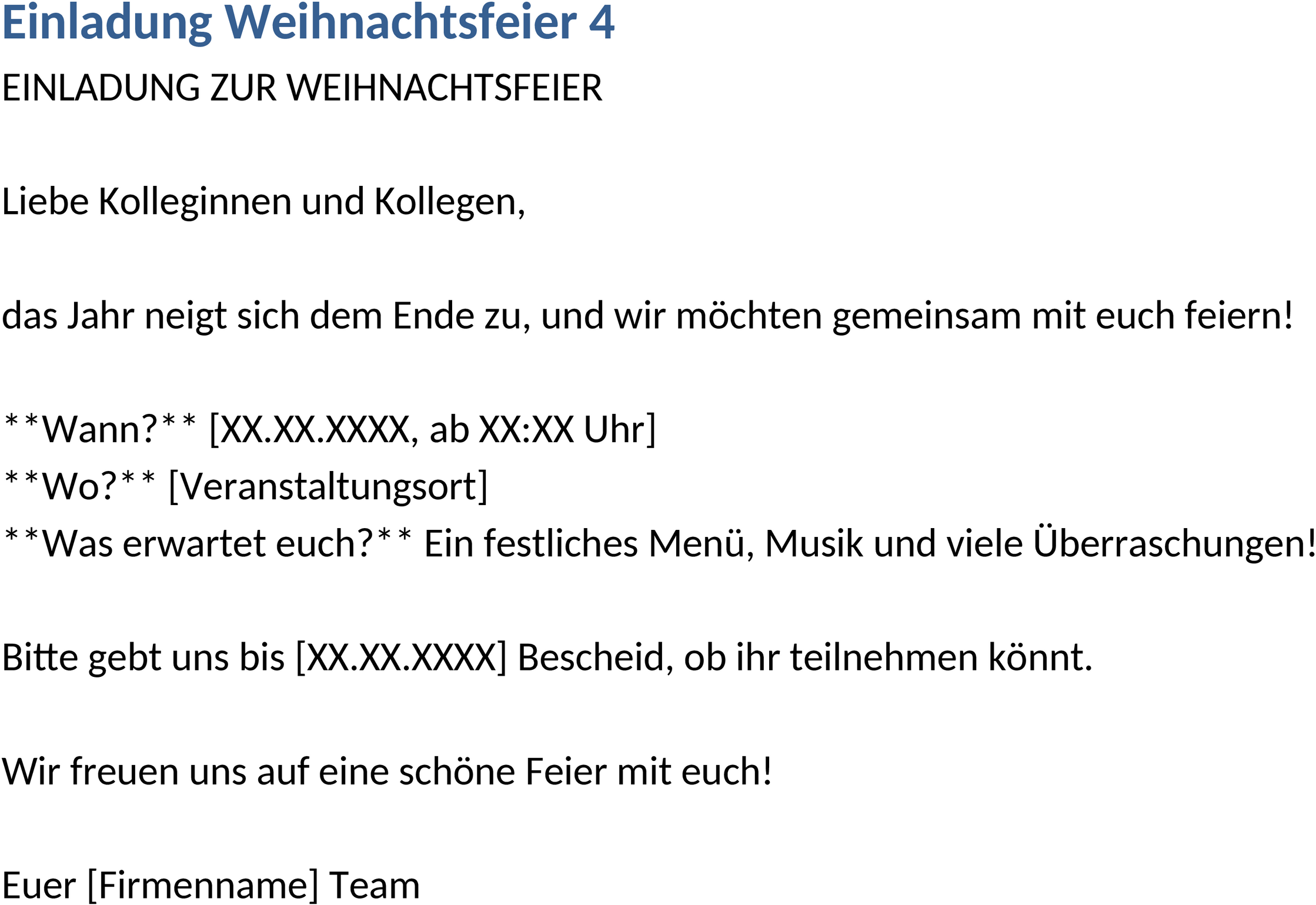 Word-Dokument Einladungsvorlage Weihnachtsfeier
