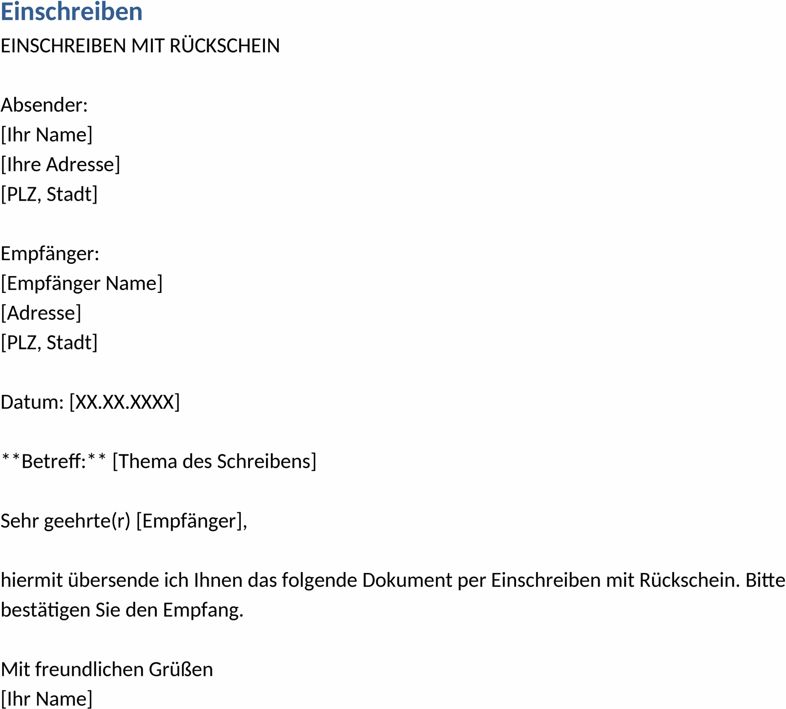 Einschreiben Word-Dokument
