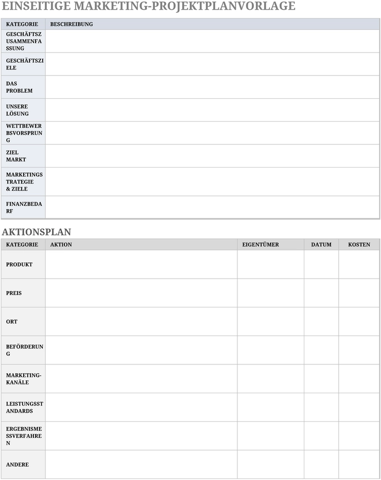 einseitige-marketing-projektplanvorlage