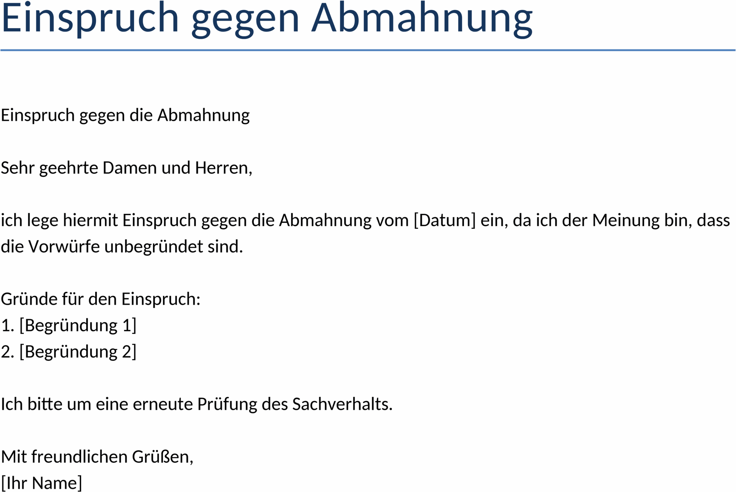 Word-Vorlage Einspruch Gegen Abmahnung