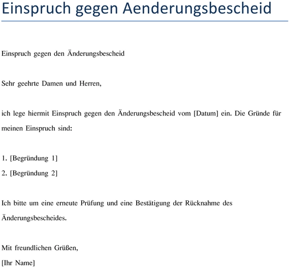 einspruch-gegen-aenderungsbescheid-vorlage