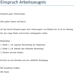 einspruch-gegen-arbeitszeugnis-vorlage
