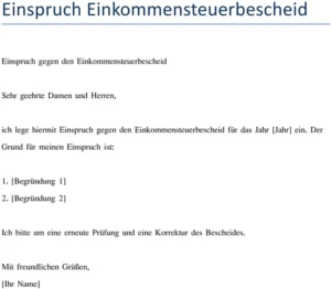einspruch-gegen-einkommensteuerbescheid-vorlage