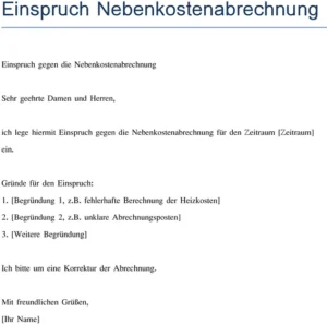 einspruch-gegen-nebenkostenabrechnung-vorlage