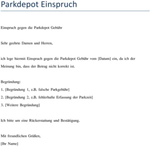 einspruch-gegen-parkdepot-gebuehr-vorlage