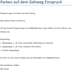 einspruch-gegen-parken-auf-dem-gehweg-vorlage