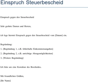 einspruch-gegen-steuerbescheid-vorlage