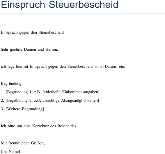 einspruch-gegen-steuerbescheid-vorlage
