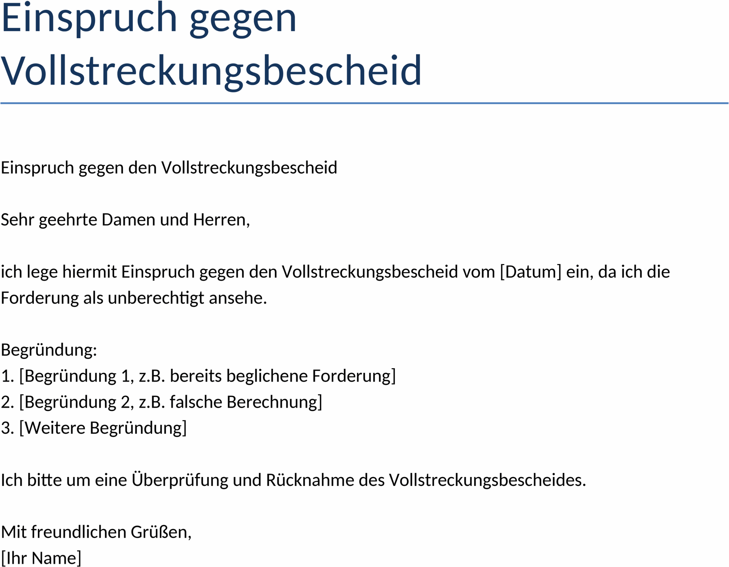Einspruch Word-Dokument gegen Vollstreckungsbescheid