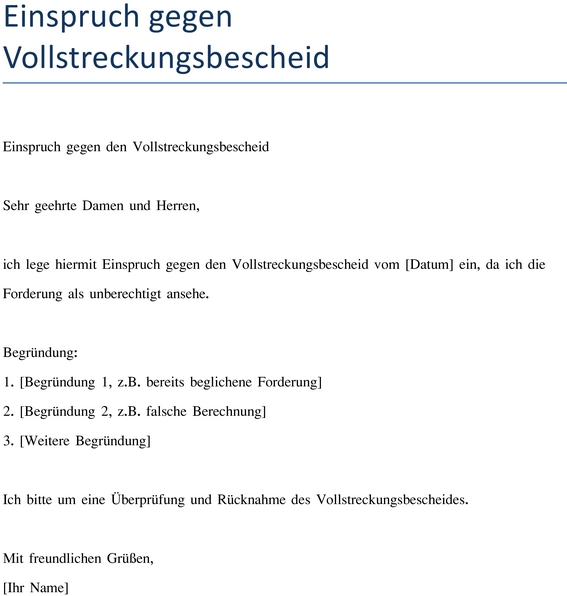 einspruch-gegen-vollstreckungsbescheid-vorlage