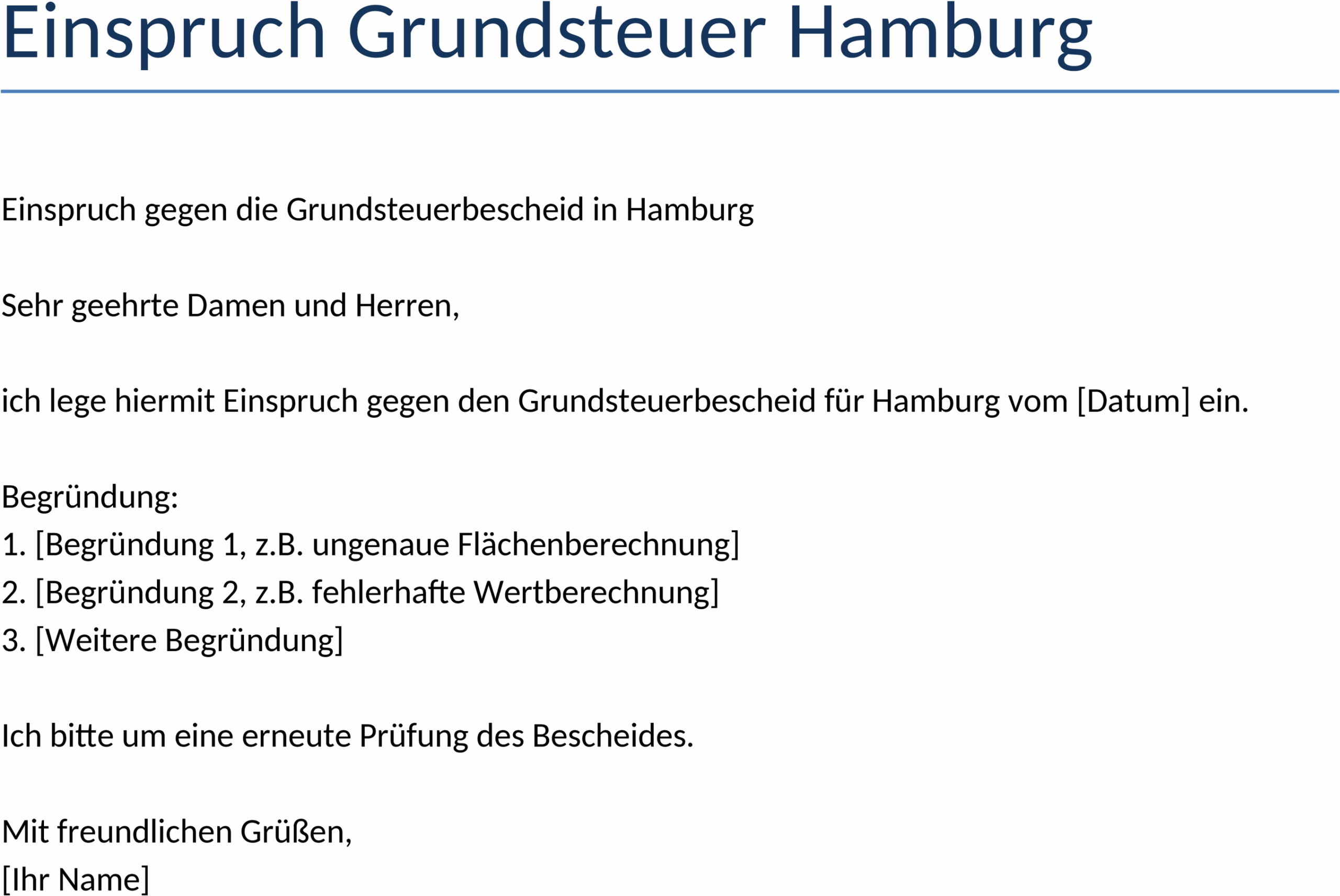 Word-Dokument Einspruch Grundsteuer Hamburg