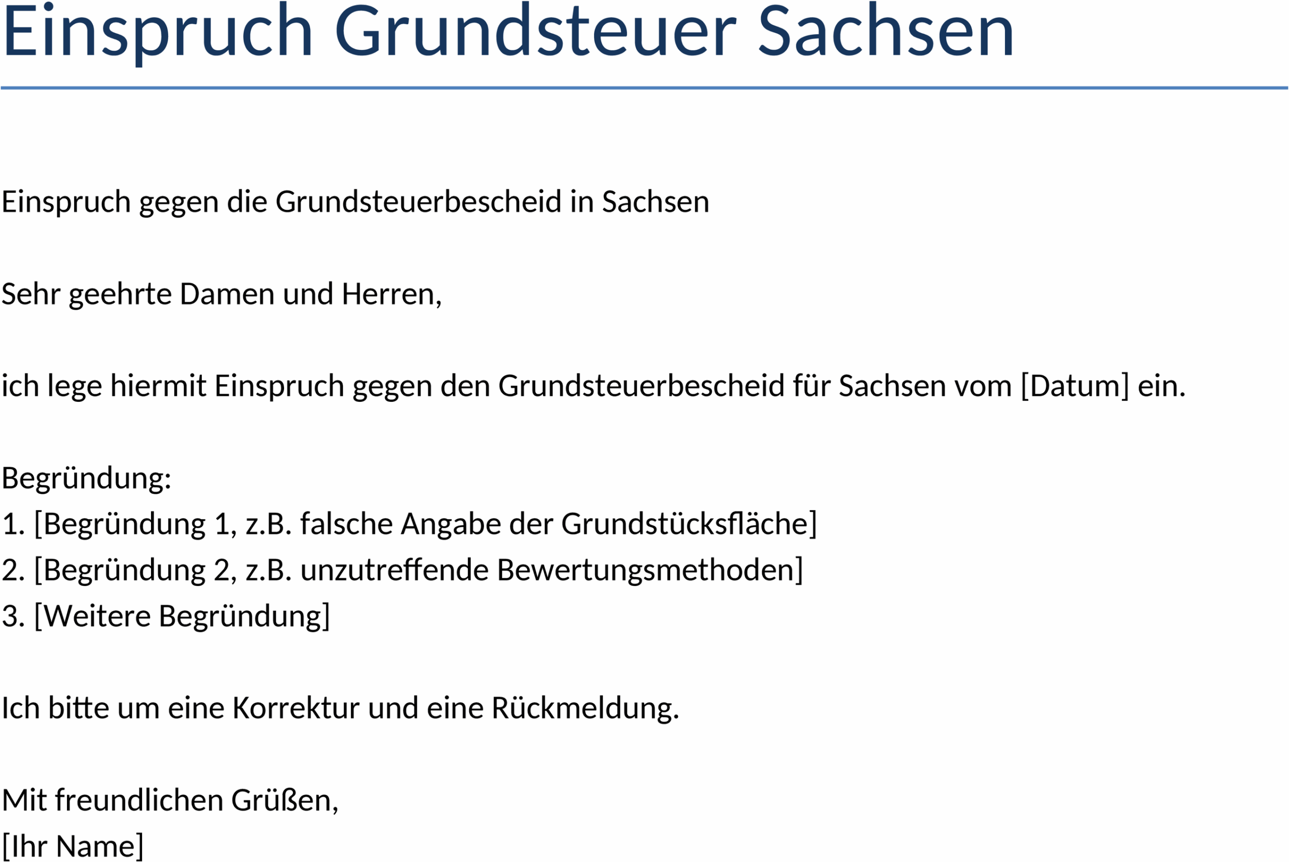 Einspruch Grundsteuer Sachsen: Word-Vorlage für jeden Haushalt