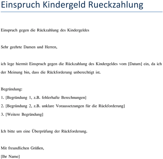 einspruch-kindergeld-rueckzahlung-vorlage