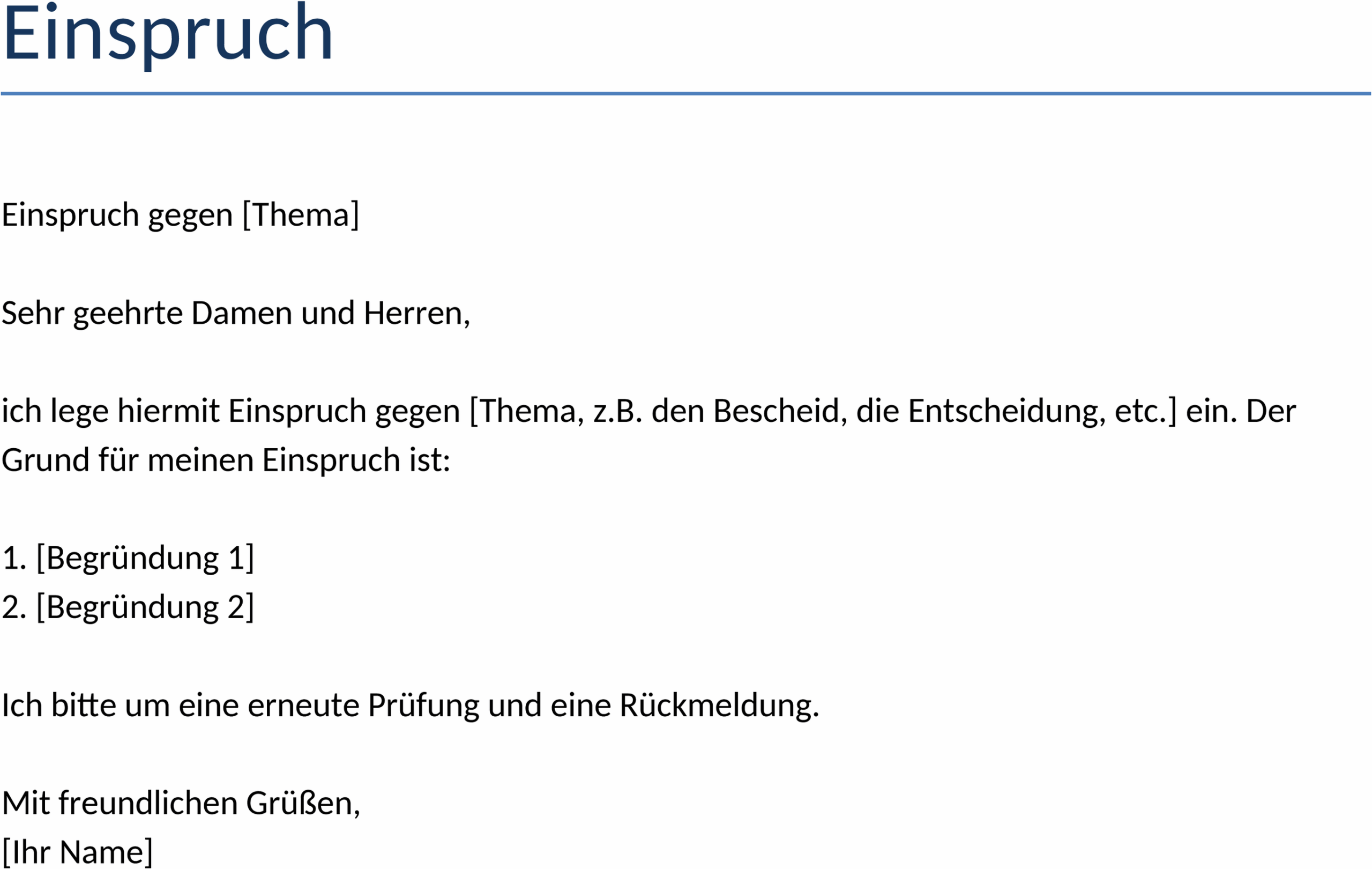 Einspruch Word-Vorlage zur rechtlichen Absicherung