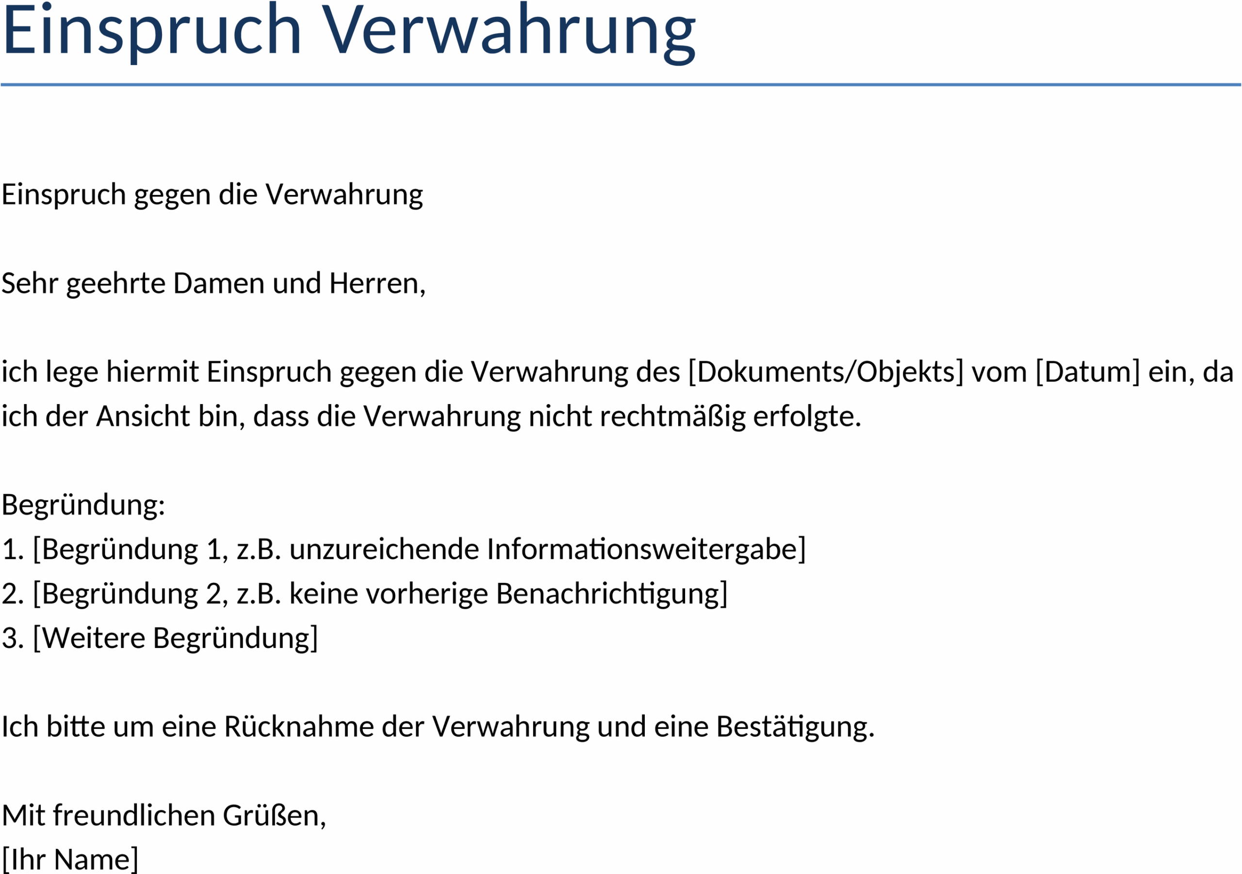 Einspruch Vorlage Word