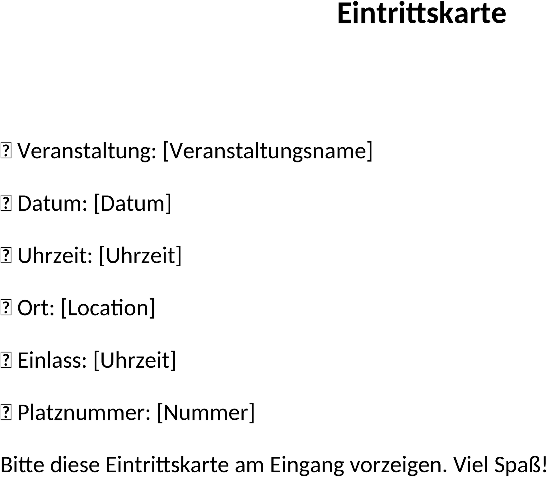 Eintrittskarte im Word-Format