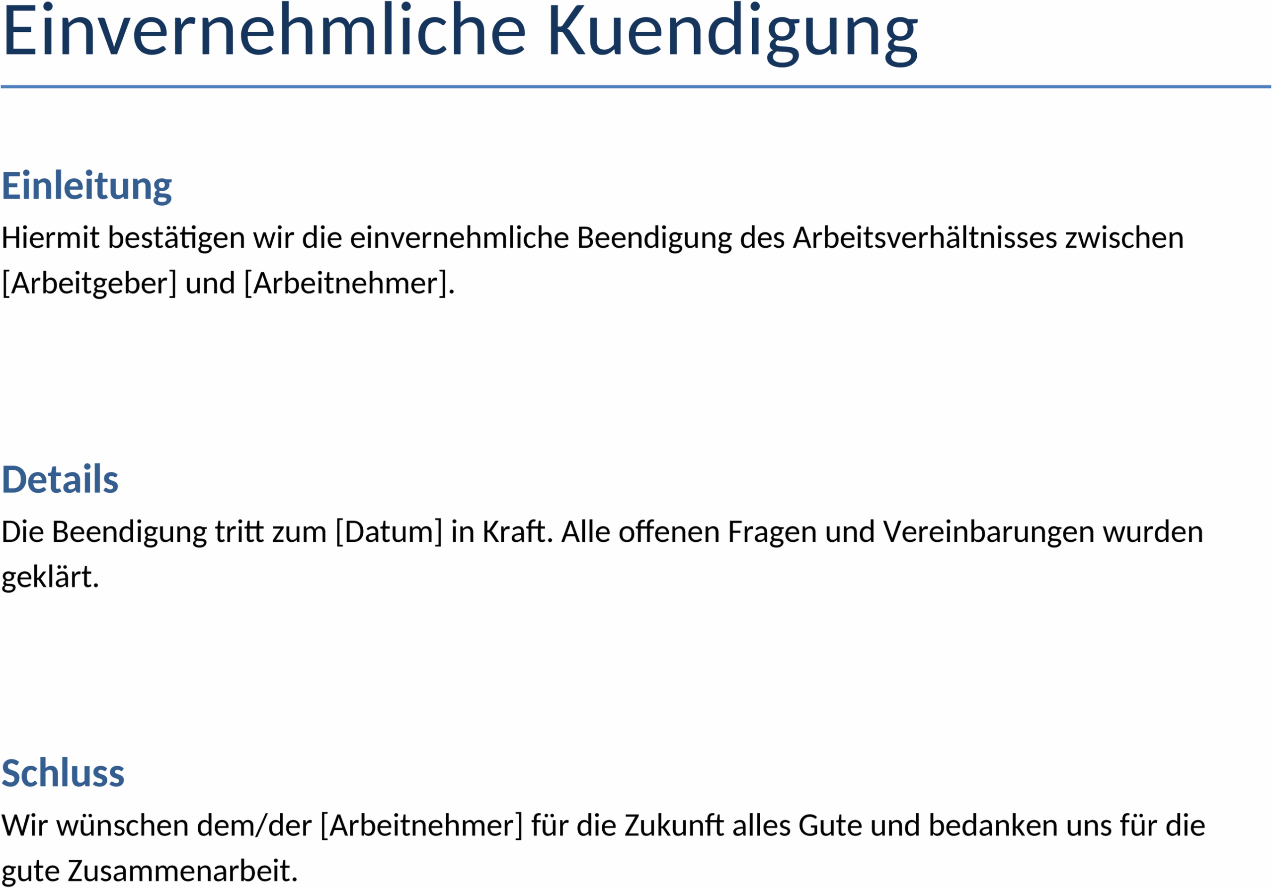 Einvernehmliche Kündigung Word Datei