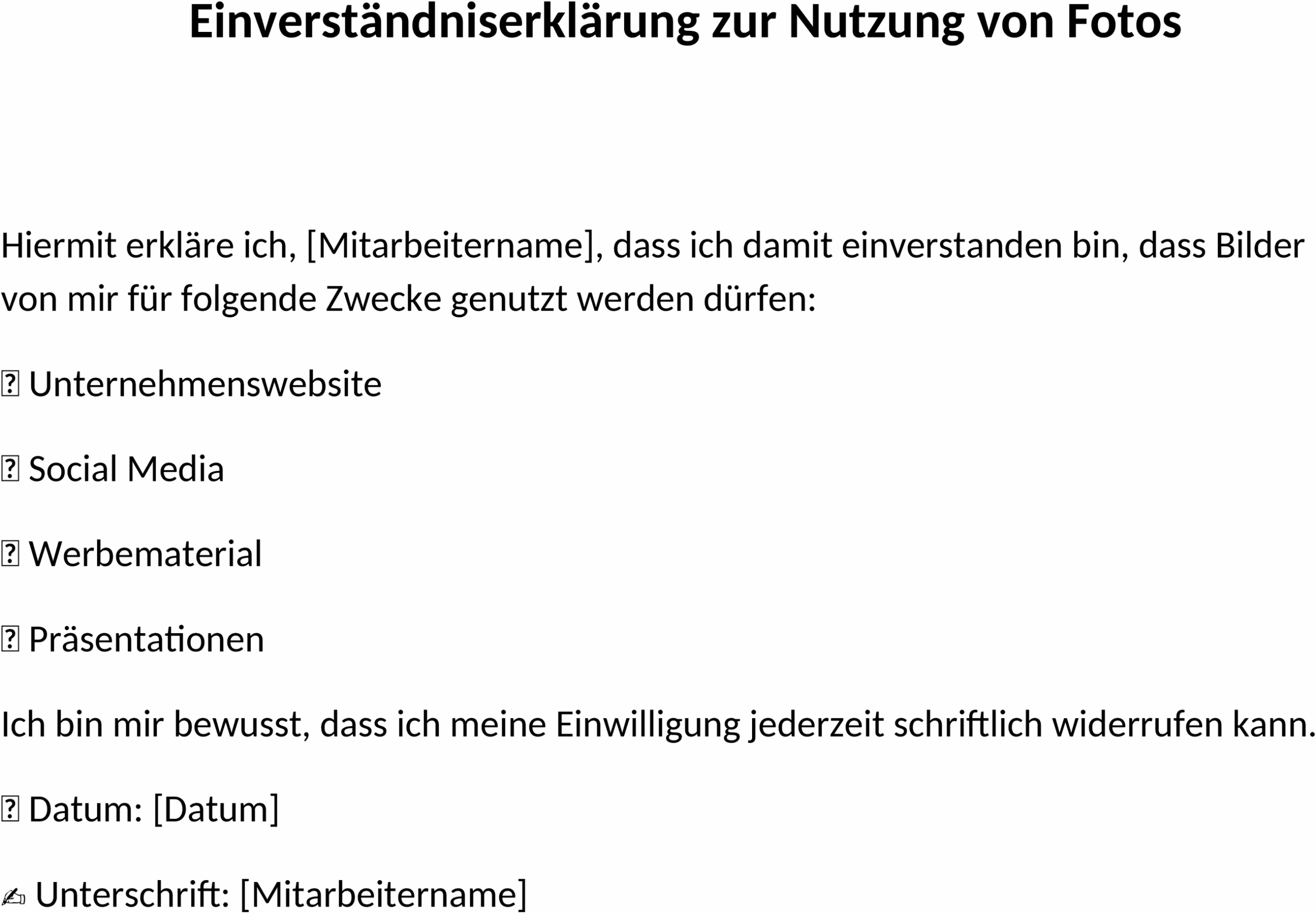 Einverstaendniserklaerung Fotos Mitarbeiter Word