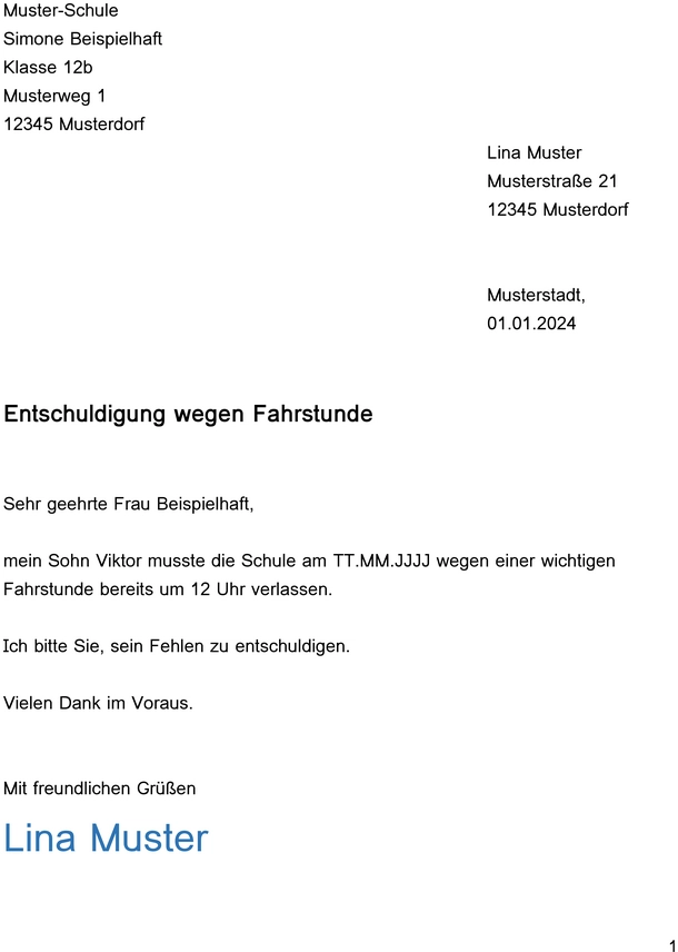 entschuldigung-fahrstunde-schule-organisation