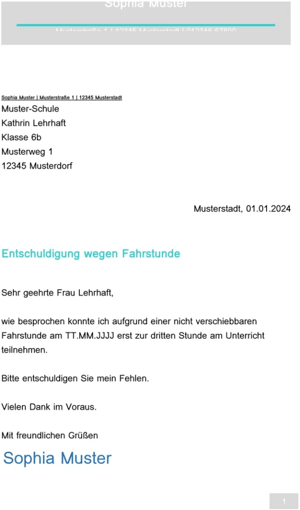 entschuldigung-fahrstunde-schule-vorlage