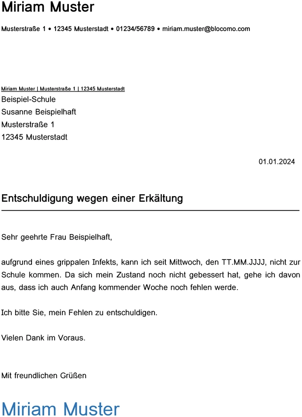 entschuldigung-vorlage-erkaeltung-gesundheitswesen