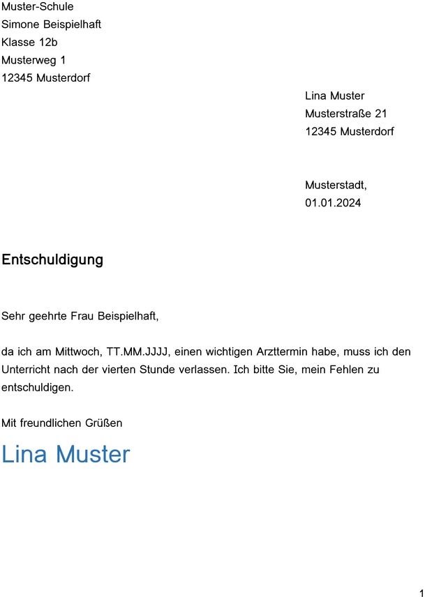 entschuldigung-vorlage-schule-frueher-gehen