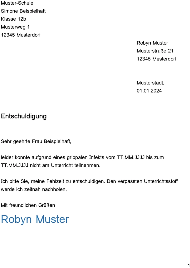 entschuldigung-vorlage-schule-krankheit