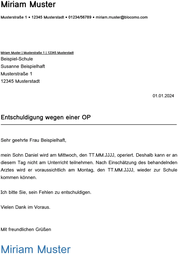 entschuldigung-vorlage-wegen-operation