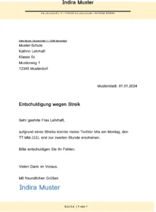 entschuldigung-vorlage-wegen-streik