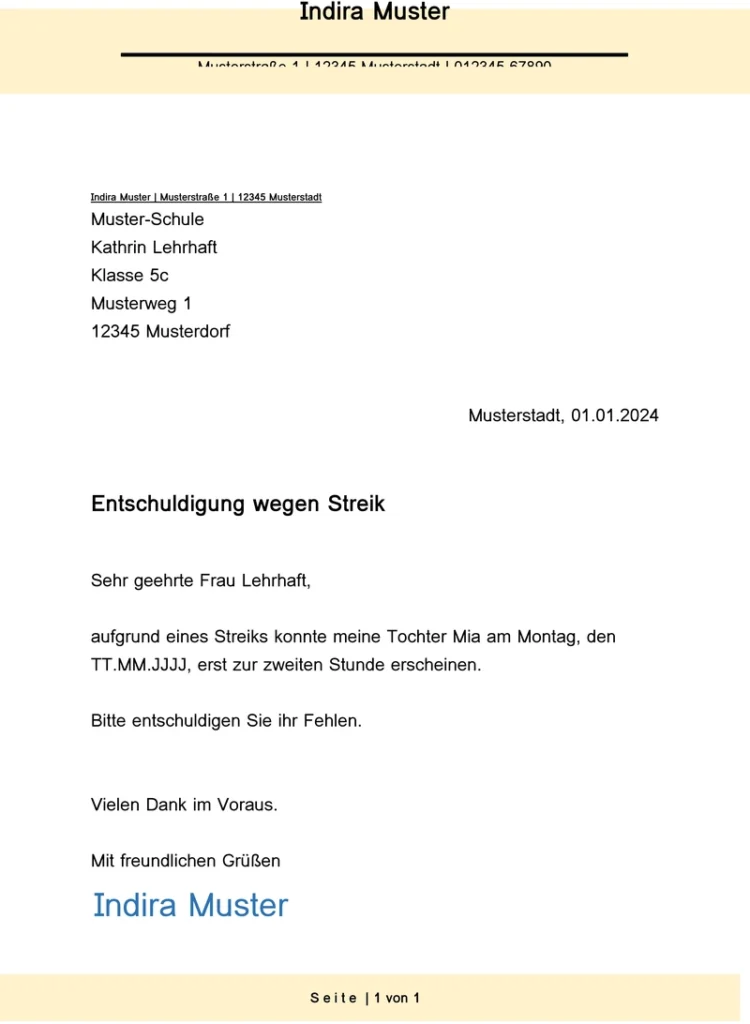 entschuldigung-vorlage-wegen-streik