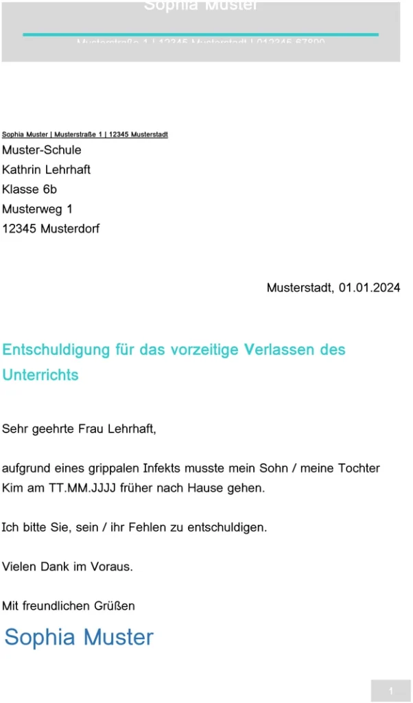 entschuldigung-vorzeitiges-verlassen-des-unterrichts