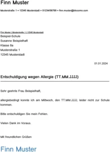 entschuldigung-wegen-allergie-in-der-schule