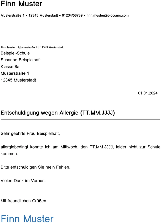 entschuldigung-wegen-allergie-in-der-schule