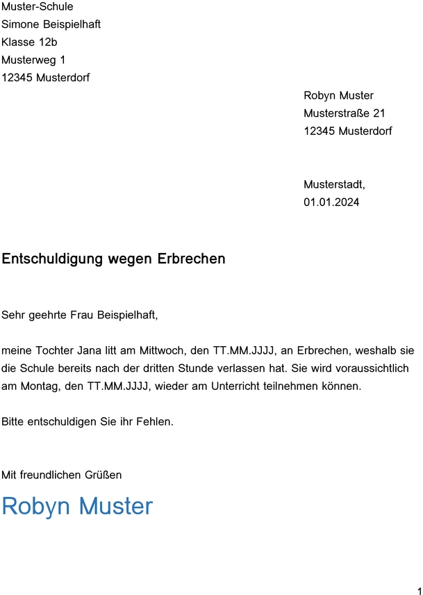 entschuldigung-wegen-erbrechen-muster