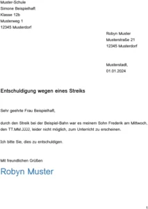 entschuldigung-wegen-streik-in-der-schule