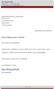 entschuldigung-wegen-todesfall-vorlage